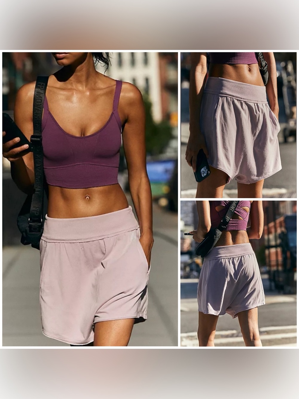 NWT Free People FP Movement Hot Shot Harem Shorts - oyster gray purple - XS